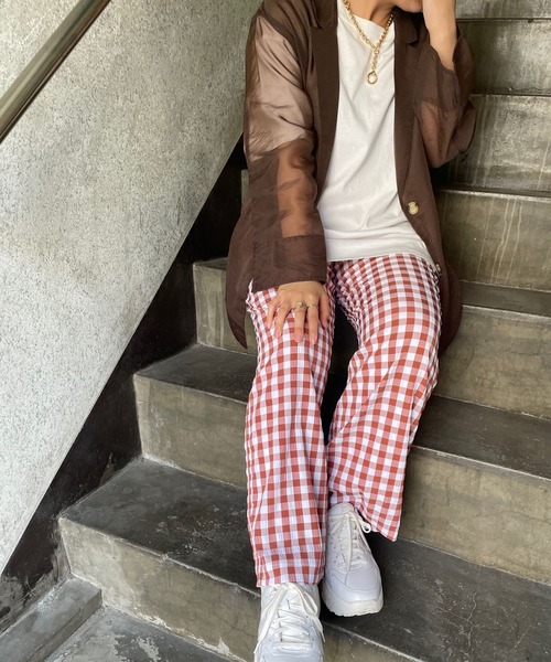 ＪＵＧＬＡＮＳ（ユグランス）の「☆ 一枚持っておけば間違いナシ。ギンガムチェックストレートパンツ　30502H234（その他パンツ・レディース・グリーン/ブラック/テラコッタ・FREE）」の11枚目の写真