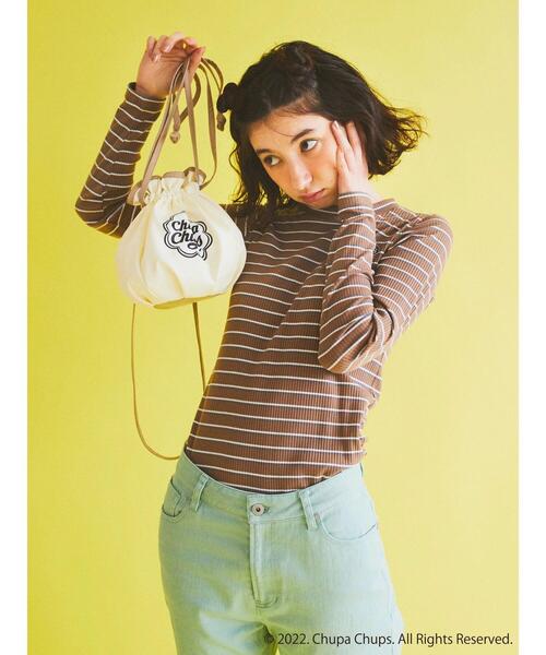 earth music&ecology(アースミュージックアンドエコロジー)の「Chupa Chups 巾着ショルダーバッグ(トートバッグ・レディース・ピンク/ブルーグレー/ライトイエロー・FREE)」の12枚目の写真