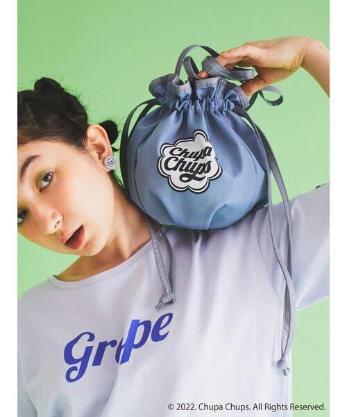 earth music&ecology(アースミュージックアンドエコロジー)の「Chupa Chups 巾着ショルダーバッグ(トートバッグ・レディース・ピンク/ブルーグレー/ライトイエロー・FREE)」の2枚目の写真