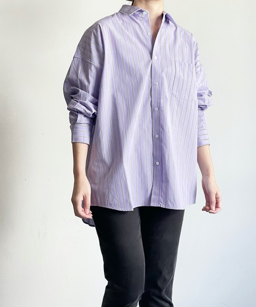 THE TWENTYSEVEN(ザ トゥエンティーセブン)の「The TWENTYSEVEN:CTN BROAD LOOSE FIT SHIRTS L/S ブロードBIG レギュラーカラーシャツロングスリーブ(シャツ/ブラウス・レディース・ホワイト/ラベンダー/サックスブルー/イエロー・L/M/XL)」の1枚目の写真