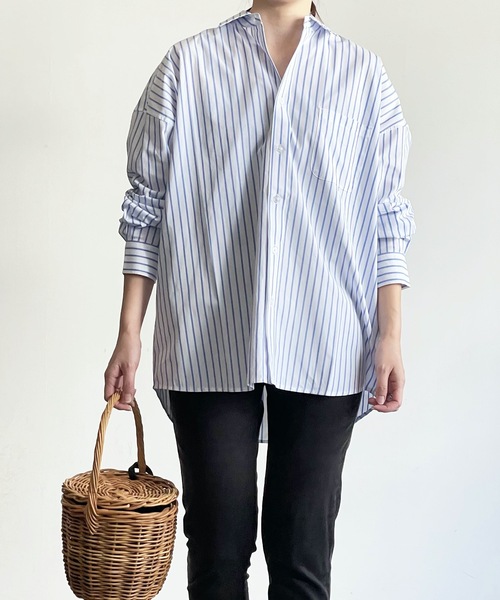 THE TWENTYSEVEN(ザ トゥエンティーセブン)の「The TWENTYSEVEN:CTN BROAD LOOSE FIT SHIRTS L/S ブロードBIG レギュラーカラーシャツロングスリーブ(シャツ/ブラウス・レディース・ホワイト/ラベンダー/サックスブルー/イエロー・L/M/XL)」の2枚目の写真