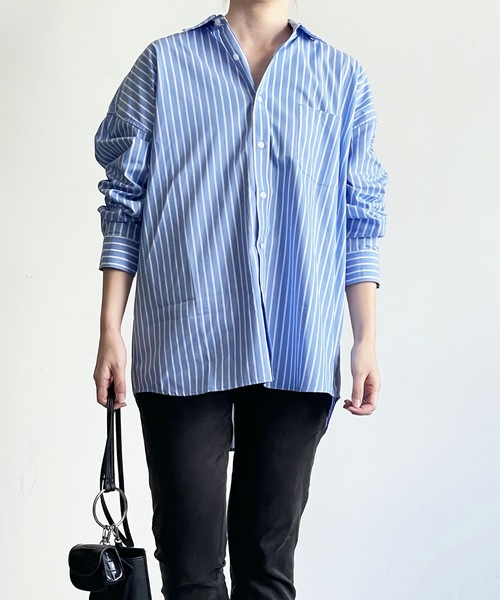 THE TWENTYSEVEN(ザ トゥエンティーセブン)の「The TWENTYSEVEN:CTN BROAD LOOSE FIT SHIRTS L/S ブロードBIG レギュラーカラーシャツロングスリーブ(シャツ/ブラウス・レディース・ホワイト/ラベンダー/サックスブルー/イエロー・L/M/XL)」の3枚目の写真