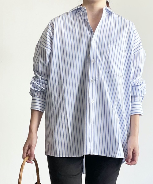 THE TWENTYSEVEN(ザ トゥエンティーセブン)の「The TWENTYSEVEN:CTN BROAD LOOSE FIT SHIRTS L/S ブロードBIG レギュラーカラーシャツロングスリーブ(シャツ/ブラウス・レディース・ホワイト/ラベンダー/サックスブルー/イエロー・L/M/XL)」の5枚目の写真