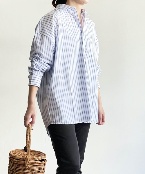 THE TWENTYSEVEN(ザ トゥエンティーセブン)の「The TWENTYSEVEN:CTN BROAD LOOSE FIT SHIRTS L/S ブロードBIG レギュラーカラーシャツロングスリーブ(シャツ/ブラウス・レディース・ホワイト/ラベンダー/サックスブルー/イエロー・L/M/XL)」の7枚目の写真