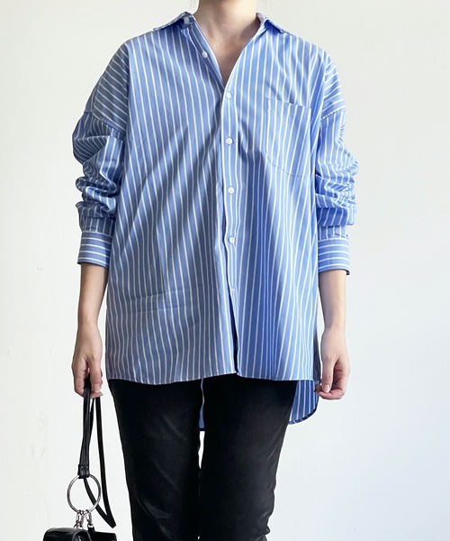 THE TWENTYSEVEN(ザ トゥエンティーセブン)の「The TWENTYSEVEN:CTN BROAD LOOSE FIT SHIRTS L/S ブロードBIG レギュラーカラーシャツロングスリーブ(シャツ/ブラウス・レディース・ホワイト/ラベンダー/サックスブルー/イエロー・L/M/XL)」の19枚目の写真