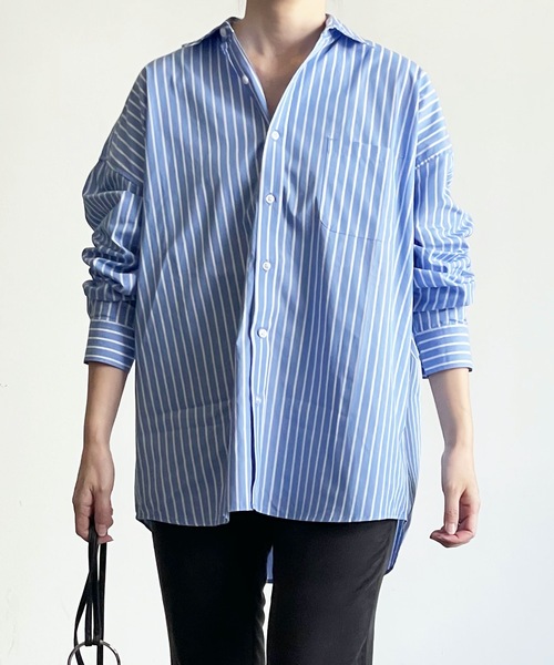 THE TWENTYSEVEN(ザ トゥエンティーセブン)の「The TWENTYSEVEN:CTN BROAD LOOSE FIT SHIRTS L/S ブロードBIG レギュラーカラーシャツロングスリーブ(シャツ/ブラウス・レディース・ホワイト/ラベンダー/サックスブルー/イエロー・L/M/XL)」の20枚目の写真