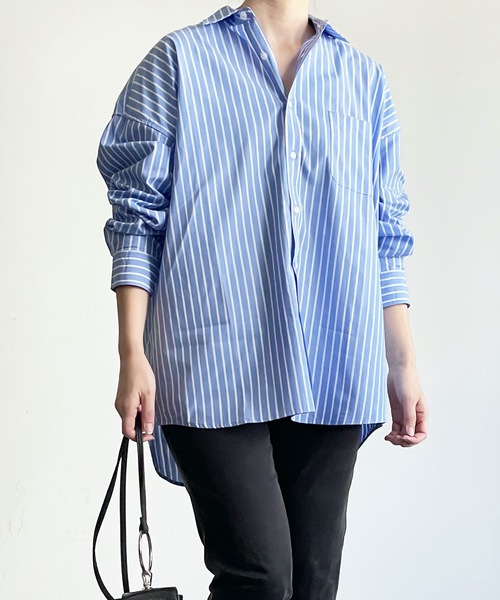 THE TWENTYSEVEN(ザ トゥエンティーセブン)の「The TWENTYSEVEN:CTN BROAD LOOSE FIT SHIRTS L/S ブロードBIG レギュラーカラーシャツロングスリーブ(シャツ/ブラウス・レディース・ホワイト/ラベンダー/サックスブルー/イエロー・L/M/XL)」の21枚目の写真