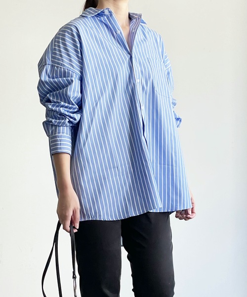 THE TWENTYSEVEN(ザ トゥエンティーセブン)の「The TWENTYSEVEN:CTN BROAD LOOSE FIT SHIRTS L/S ブロードBIG レギュラーカラーシャツロングスリーブ(シャツ/ブラウス・レディース・ホワイト/ラベンダー/サックスブルー/イエロー・L/M/XL)」の22枚目の写真