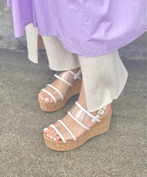ESPERANZA(エスペランサ)の「◆【厚底/ロングセラー/コルク/軽量/安定感/歩きやすい】ダブルクリアベルト厚底コルクサンダル(サンダル・レディース・アイボリー/ブラック/グリーン/オレンジ・S/M/L/LL)」の15枚目の写真