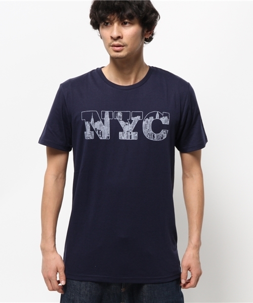 WEGO（ウィゴー）の「WEGO/モチーフパターンロゴTシャツ（Tシャツ/カットソー・メンズ・ネイビー/ホワイト・MEDIUM/LARGE）」の4枚目の写真