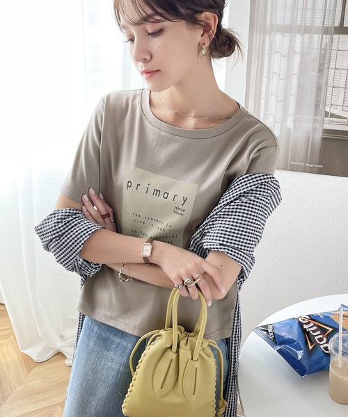 classicalelf（クラシカルエルフ）の「即効こなれ感。綿100％クロップド丈boxロゴTee（Tシャツ/カットソー・レディース・ホワイト/ブラック/グレー・MEDIUM/LARGE/X-LARGE）」の12枚目の写真