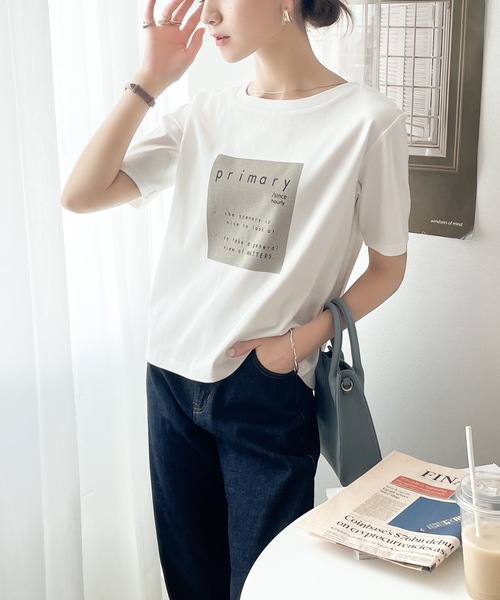 classicalelf（クラシカルエルフ）の「即効こなれ感。綿100％クロップド丈boxロゴTee（Tシャツ/カットソー・レディース・ホワイト/ブラック/グレー・MEDIUM/LARGE/X-LARGE）」の8枚目の写真