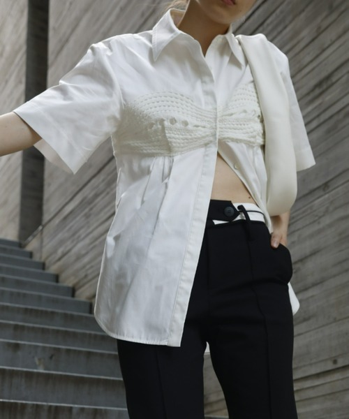 LE CIEL BLEU(ルシェルブルー)の「ニットブラディティールシャツ / Knit Bra Detail Shirt(シャツ/ブラウス・レディース・オフホワイト/ブラック・38/36)」の17枚目の写真