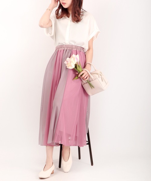 Anna Nicola（アンナニコラ）の「Anna Nicola チュールバイカラースカート（スカート・レディース・ピンク/ライトグリーン/ブルー・38）」の21枚目の写真