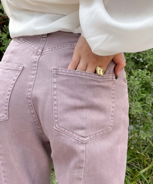 WEGO(ウィゴー)の「WEGO/バックスリットカラーフレアパンツ(デニムパンツ・レディース・サックスブルー/ライトパープル/オフホワイト・SMALL/MEDIUM)」の7枚目の写真