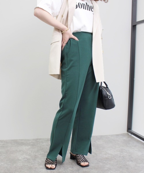 MLI'A（エムリア）の「フロントスリットカットパンツ（その他パンツ・レディース・ブラック/グリーン/ライトベージュ/ブラウン/レッド・FREE）」の4枚目の写真