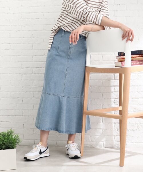 Cutie Blonde(キューティーブロンド)の「◆【S-L】デニムマーメイドスカート(スカート・レディース・ピンク系/サックスブルー/ネイビー・01/02/03)」の3枚目の写真