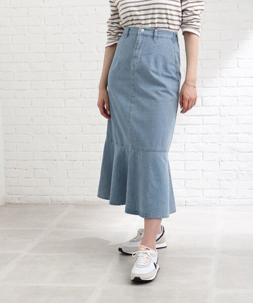 Cutie Blonde(キューティーブロンド)の「◆【S-L】デニムマーメイドスカート(スカート・レディース・ピンク系/サックスブルー/ネイビー・01/02/03)」の4枚目の写真
