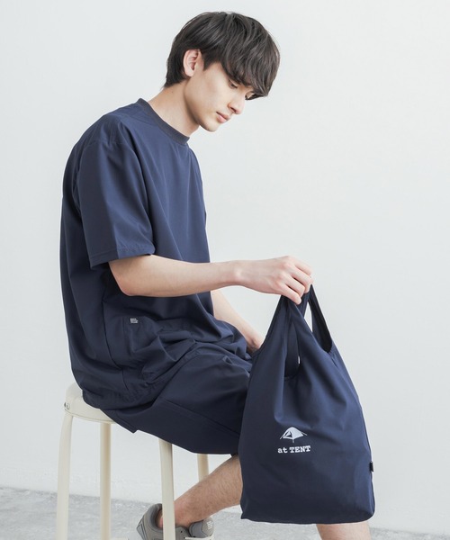 KRIFF MAYER(クリフメイヤー)の「セットアップ 3点セット KRIFF MAYER クリフメイヤー at TENT Tシャツ&ショートパンツ&エコバッグ(ルームウェア/パジャマ・メンズ・ベージュ/チャコール/カーキ/ネイビー・L/M/XL)」の4枚目の写真