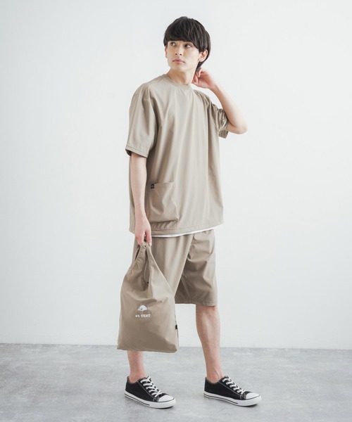 KRIFF MAYER(クリフメイヤー)の「セットアップ 3点セット KRIFF MAYER クリフメイヤー at TENT Tシャツ&ショートパンツ&エコバッグ(ルームウェア/パジャマ・メンズ・ベージュ/チャコール/カーキ/ネイビー・L/M/XL)」の13枚目の写真