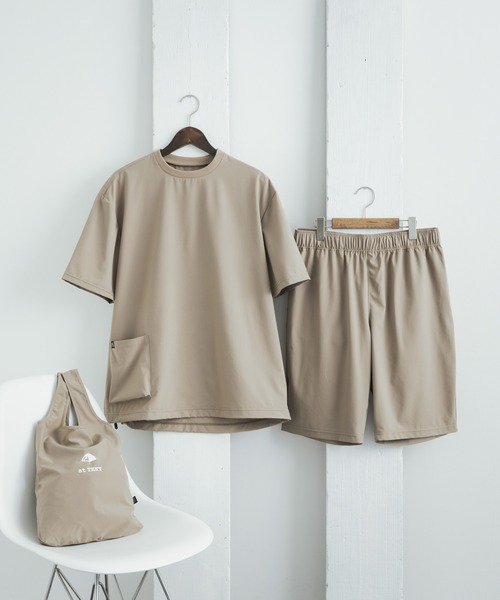 KRIFF MAYER(クリフメイヤー)の「セットアップ 3点セット KRIFF MAYER クリフメイヤー at TENT Tシャツ&ショートパンツ&エコバッグ(ルームウェア/パジャマ・メンズ・ベージュ/チャコール/カーキ/ネイビー・L/M/XL)」の15枚目の写真