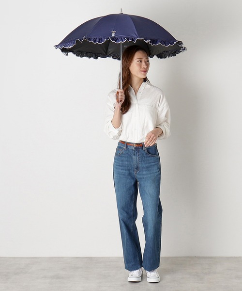 完売品　ポロベア　ラルフローレン　晴雨兼用日傘　スカラフリルワンポイントPOLO WEB限定】 遮光 晴雨兼用日傘 スカラフリル ワンポイント POLO