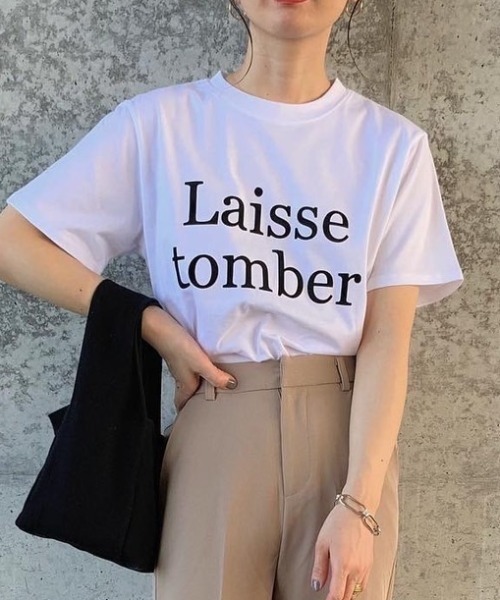 Re:EDIT（リエディ）の「2TYPEフロッキーロゴTシャツ（Tシャツ/カットソー・レディース・ホワイト系1/ブラック系1/ブラック系2/イエロー/ホワイト系2/ホワイト系3/ピンク/ブルー・MEDIUM/LARGE）」の3枚目の写真