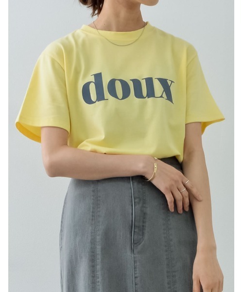 Re:EDIT（リエディ）の「2TYPEフロッキーロゴTシャツ（Tシャツ/カットソー・レディース・ホワイト系1/ブラック系1/ブラック系2/イエロー/ホワイト系2/ホワイト系3/ピンク/ブルー・MEDIUM/LARGE）」の8枚目の写真