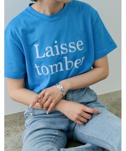 Re:EDIT（リエディ）の「2TYPEフロッキーロゴTシャツ（Tシャツ/カットソー・レディース・ホワイト系1/ブラック系1/ブラック系2/イエロー/ホワイト系2/ホワイト系3/ピンク/ブルー・MEDIUM/LARGE）」の7枚目の写真