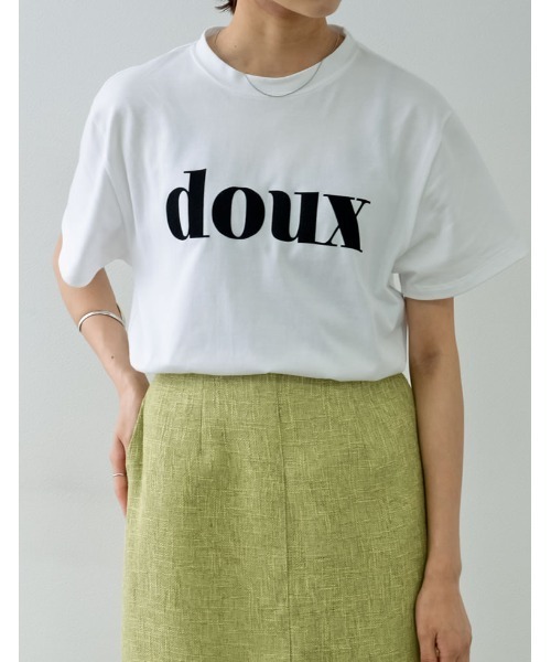 Re:EDIT（リエディ）の「2TYPEフロッキーロゴTシャツ（Tシャツ/カットソー・レディース・ホワイト系1/ブラック系1/ブラック系2/イエロー/ホワイト系2/ホワイト系3/ピンク/ブルー・MEDIUM/LARGE）」の9枚目の写真