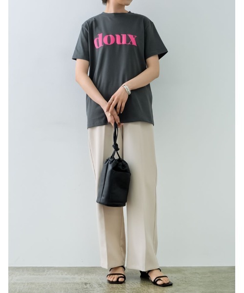 Re:EDIT（リエディ）の「2TYPEフロッキーロゴTシャツ（Tシャツ/カットソー・レディース・ホワイト系1/ブラック系1/ブラック系2/イエロー/ホワイト系2/ホワイト系3/ピンク/ブルー・MEDIUM/LARGE）」の21枚目の写真