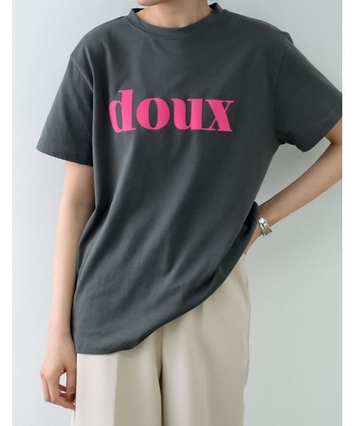 Re:EDIT（リエディ）の「2TYPEフロッキーロゴTシャツ（Tシャツ/カットソー・レディース・ホワイト系1/ブラック系1/ブラック系2/イエロー/ホワイト系2/ホワイト系3/ピンク/ブルー・MEDIUM/LARGE）」の22枚目の写真