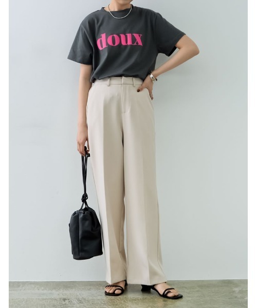 Re:EDIT（リエディ）の「2TYPEフロッキーロゴTシャツ（Tシャツ/カットソー・レディース・ホワイト系1/ブラック系1/ブラック系2/イエロー/ホワイト系2/ホワイト系3/ピンク/ブルー・MEDIUM/LARGE）」の19枚目の写真