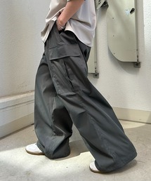 Confirm | 23AW【新色追加】セットアップ対応 ミリタリーワイドカーゴパンツ オーバーサイズ  サイドポケット 裾ドローコード パラシュートパンツ 【Confirm】(カーゴパンツ)