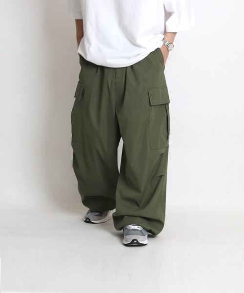 3色 カーゴパンツ オーバーサイズ ラインワイドカーゴパンツ CREARE -LINO- カーゴパンツ 「ユニセックス」オーバーサイズ