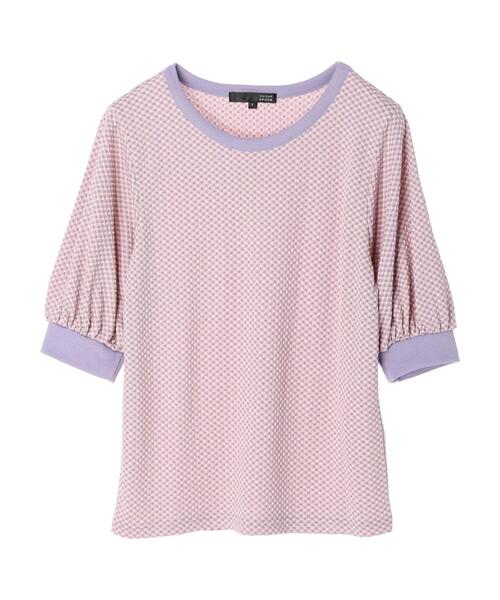 Sugar spoon（シュガースプーン）の「・SUGAR SPOON ギンガムパフTシャツ（Tシャツ/カットソー・レディース・ブラック/ピンク/イエロー・FREE）」の6枚目の写真