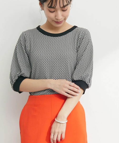 Sugar spoon（シュガースプーン）の「・SUGAR SPOON ギンガムパフTシャツ（Tシャツ/カットソー・レディース・ブラック/ピンク/イエロー・FREE）」の2枚目の写真