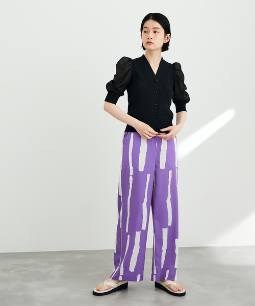 ADAM ET ROPE'(アダムエロペ)の「ブロッキングプリントイージーパンツ(その他パンツ・レディース・ブラック系その他/ダークパープル・FREE)」の4枚目の写真