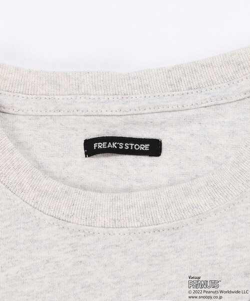 FREAK'S STORE(フリークスストア)の「WEBオリジナル PEANUTS 別注 ビッグシルエット アーチロゴ プリントTシャツ/カレッジロゴ/スヌーピー(Tシャツ/カットソー・キッズ・ホワイト/グレー/ブラック/グリーン/サックスブルー・120/140/130/150)」の14枚目の写真