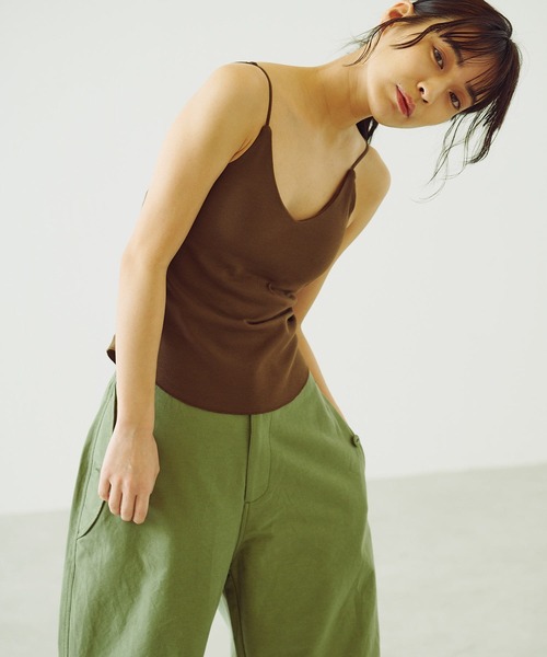 Omekashi（オメカシ）の「【earthy_】オーガニックコットンカップ付きキャミソール（キャミソール・レディース・オフホワイト/ブラック/ブラウン/オレンジ・S/M）」の3枚目の写真