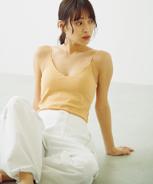 Omekashi（オメカシ）の「【earthy_】オーガニックコットンカップ付きキャミソール（キャミソール・レディース・オフホワイト/ブラック/ブラウン/オレンジ・S/M）」の15枚目の写真