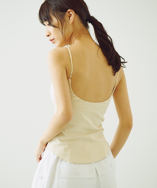 Omekashi（オメカシ）の「【earthy_】オーガニックコットンカップ付きキャミソール（キャミソール・レディース・オフホワイト/ブラック/ブラウン/オレンジ・S/M）」の12枚目の写真