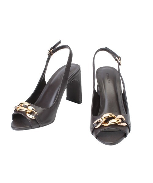 anuans（アニュアンス）の「チェーンモチーフオープントゥパンプス（パンプス・レディース・ブラウン/アイボリー・MEDIUM/LARGE/SMALL）」の9枚目の写真