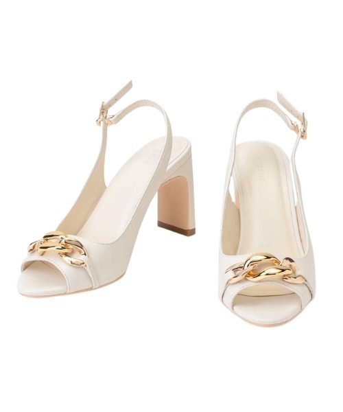 anuans（アニュアンス）の「チェーンモチーフオープントゥパンプス（パンプス・レディース・ブラウン/アイボリー・MEDIUM/LARGE/SMALL）」の12枚目の写真