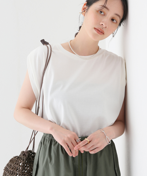 JOURNAL STANDARD relume(ジャーナルスタンダード レリューム)の「汗染み防止フレンチスリーブTEE(Tシャツ/カットソー・レディース・オレンジ/ブラウン/ブラック/ホワイト/チャコールグレー・FREE)」の2枚目の写真