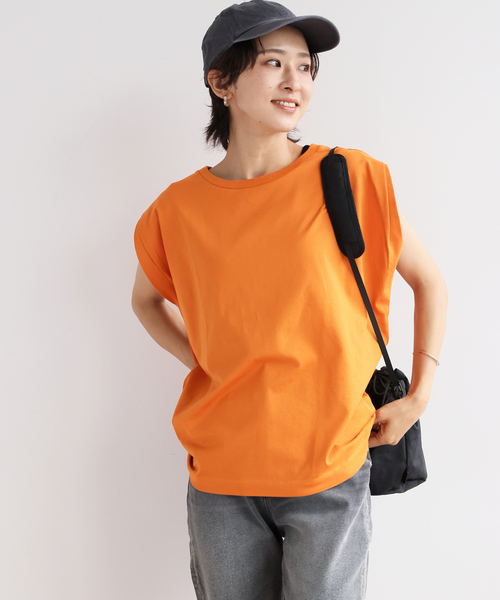 JOURNAL STANDARD relume(ジャーナルスタンダード レリューム)の「汗染み防止フレンチスリーブTEE(Tシャツ/カットソー・レディース・オレンジ/ブラウン/ブラック/ホワイト/チャコールグレー・FREE)」の12枚目の写真