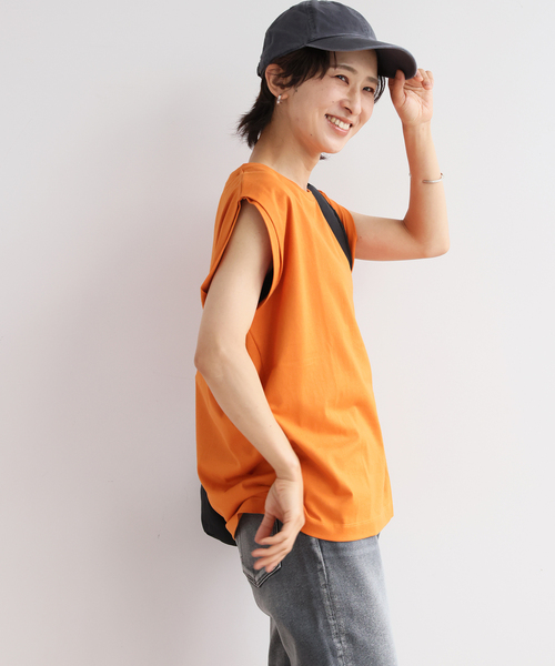 JOURNAL STANDARD relume(ジャーナルスタンダード レリューム)の「汗染み防止フレンチスリーブTEE(Tシャツ/カットソー・レディース・オレンジ/ブラウン/ブラック/ホワイト/チャコールグレー・FREE)」の14枚目の写真