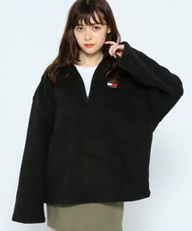 オーバーサイズハーフジップフリースプルオーバー