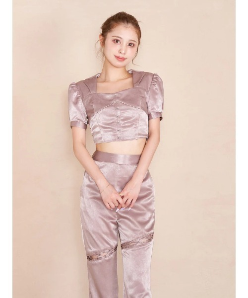 Darich（ダーリッチ）の「ジャケットモチーフコルセットトップス（Tシャツ/カットソー・レディース・ベージュ/ブラック/パープル・FREE）」の3枚目の写真
