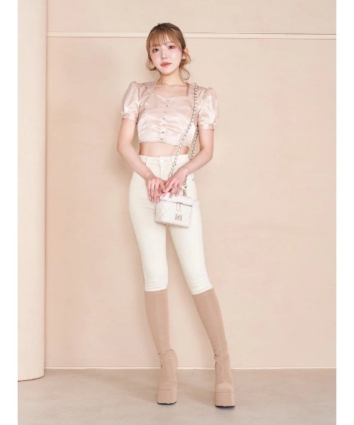 Darich（ダーリッチ）の「ジャケットモチーフコルセットトップス（Tシャツ/カットソー・レディース・ベージュ/ブラック/パープル・FREE）」の7枚目の写真